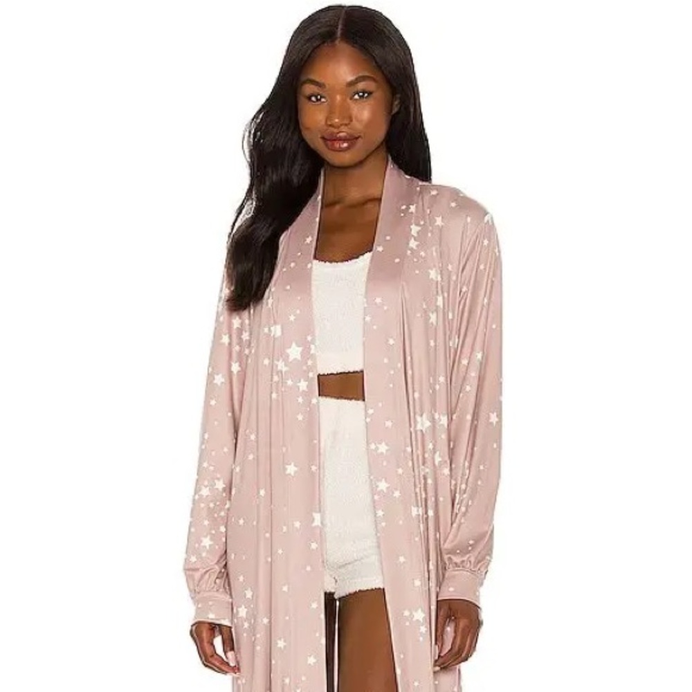 MASON Grey Lavender Skyler Banded Long Robe Size L